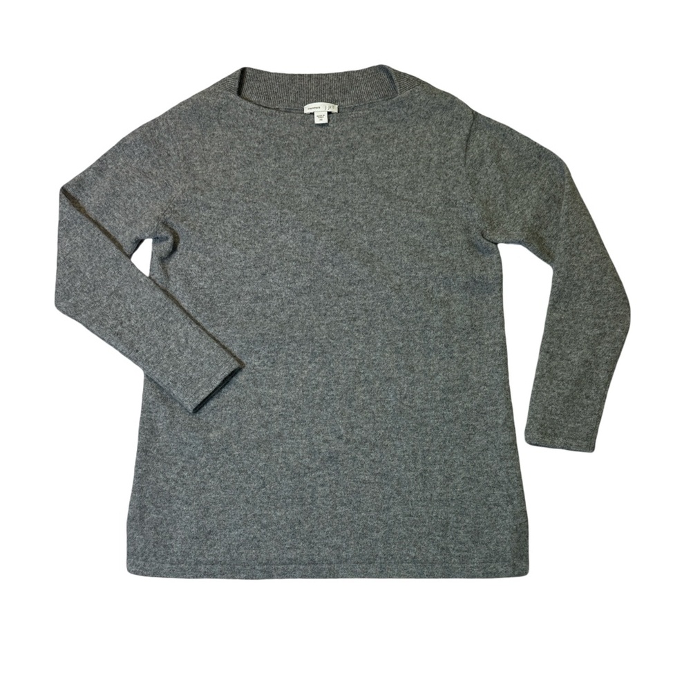 J. Jill womens XS gray solid 100% cashmere pullover casual sweater EUC